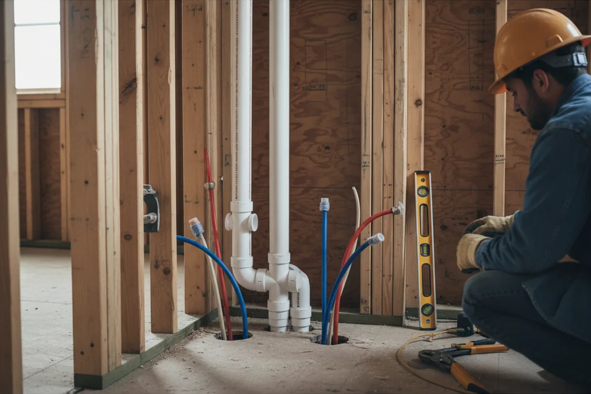 Drain and supply rough-in during Sump Pump Repair in Valley Springs